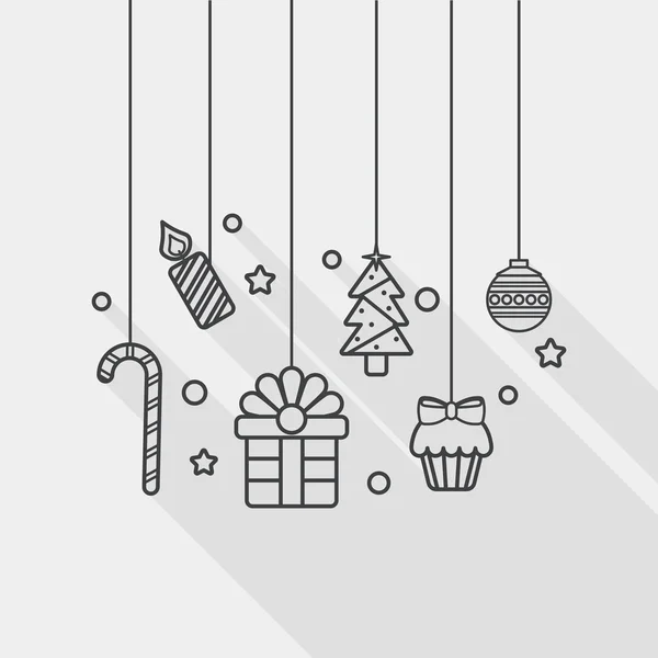 Christmas hanging flat icon with long shadow, line icon — 图库矢量图片