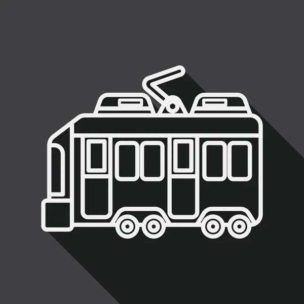 Transportation train flat icon with long shadow, line icon — Stock vektor