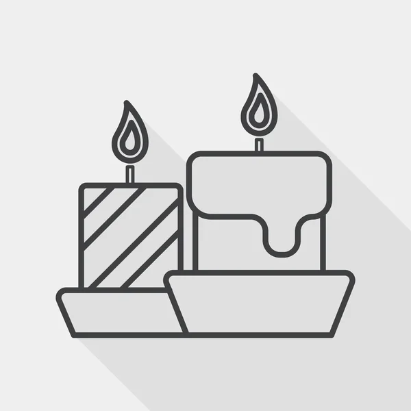 Christmas candle flat icon with long shadow, line icon — ストックベクタ