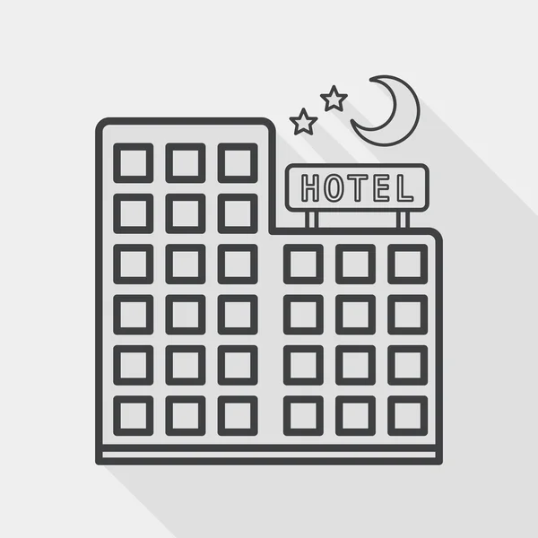 Hotel flat icon with long shadow, line icon — Stock Vector