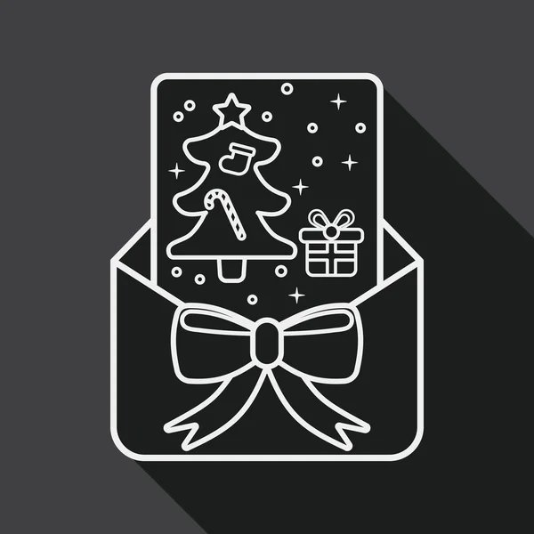 Christmas card flat icon with long shadow, line icon — Διανυσματικό Αρχείο