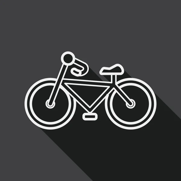 Transporte bicicleta icono plano con sombra larga, icono de línea — Vector de stock