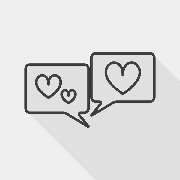 Dia dos Namorados mensagem de amor ícone de telefone plano com sombra longa, ep, ícone de linha —  Vetores de Stock