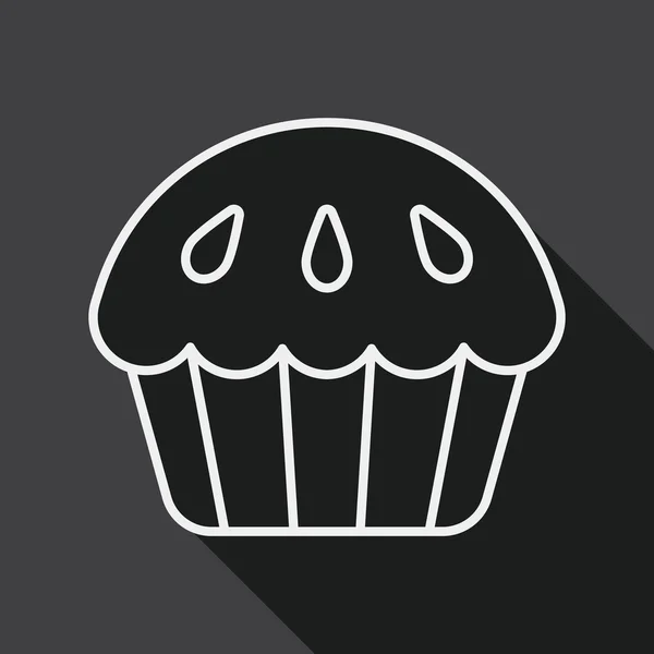 Cupcake flaches Symbol mit langem Schatten, Liniensymbol — Stockvektor