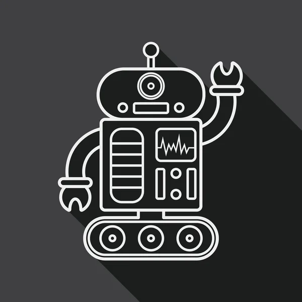 Robot concept platte pictogram met lange schaduw, lijn pictogram — Stockvector