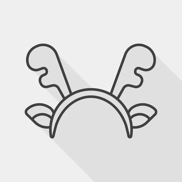 Reindeer headband flat icon with long shadow, line icon — Stockový vektor