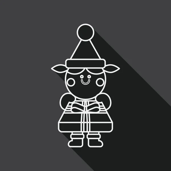 Christmas girl flat icon with long shadow, line icon — Διανυσματικό Αρχείο
