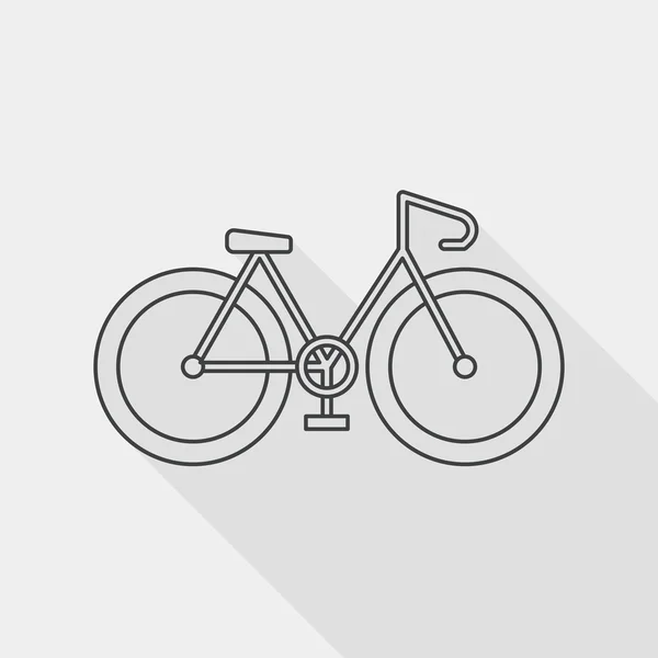 Fahrrad-Flach-Symbol mit langem Schatten, Linien-Symbol — Stockvektor