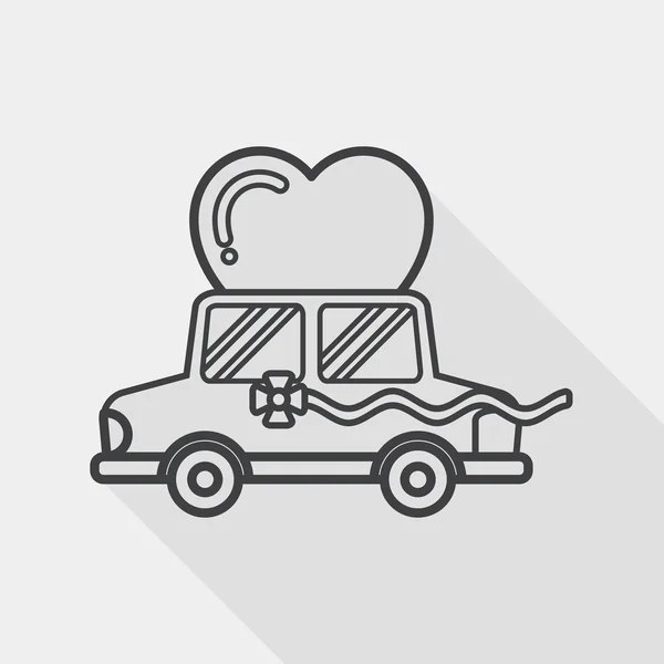 Icône plate de voiture de mariage avec ombre longue, eps10, icône de ligne — Image vectorielle