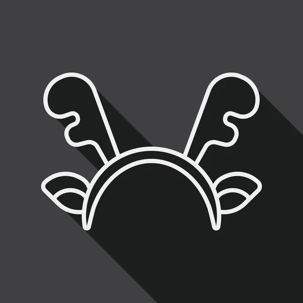 Diadema de reno icono plano con sombra larga, icono de línea — Vector de stock