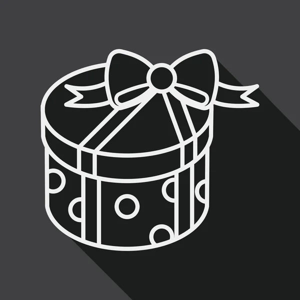 Gift flat icon with long shadow, line icon — ストックベクタ