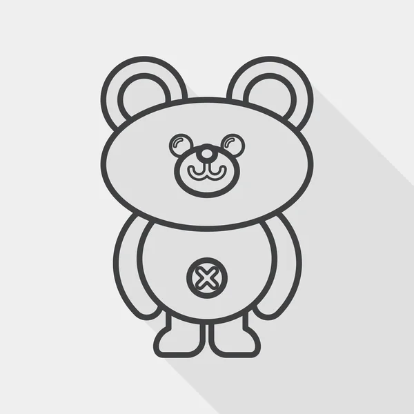 Medvídek ploché ikony s dlouhý stín, linie ikonu — Stockový vektor