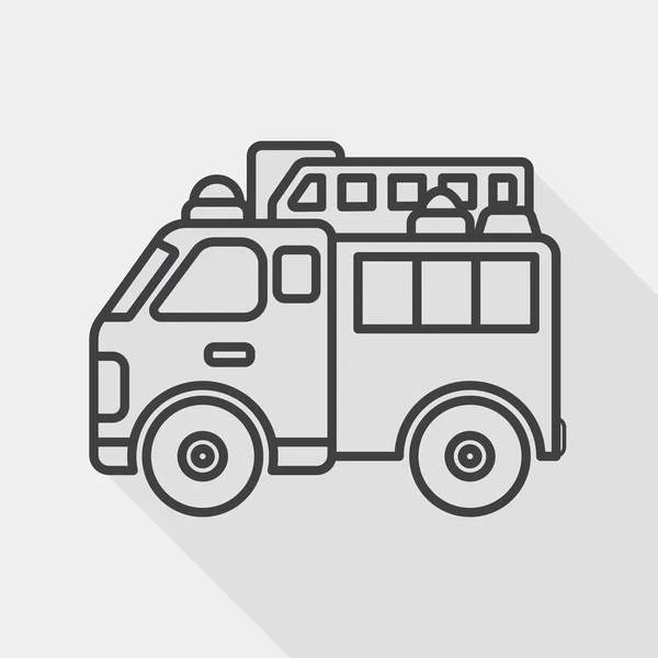 Transportation Fire truck flat icon with long shadow, line icon — стоковий вектор