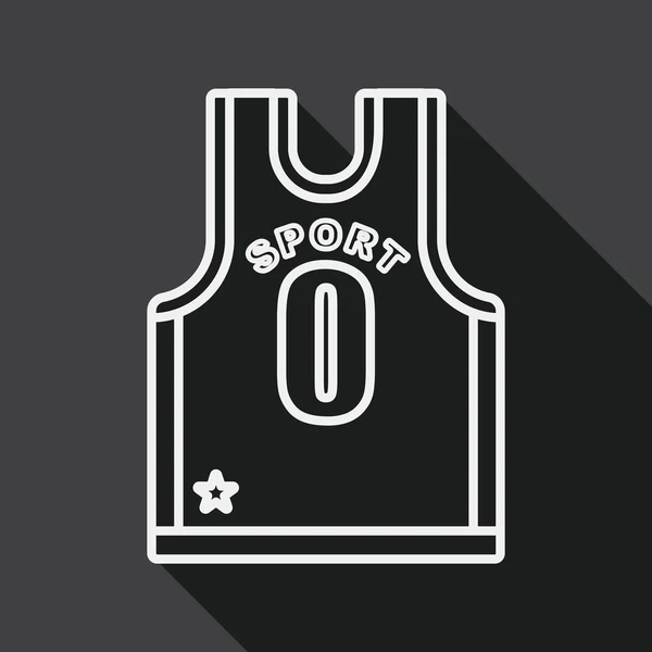 Basketbal kleding platte pictogram met lange schaduw, lijn pictogram — Stockvector