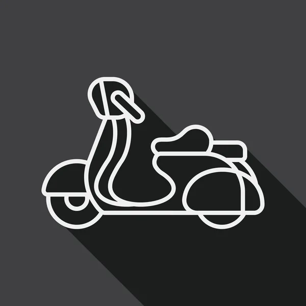 Transporte scooter icono plano con sombra larga, icono de línea — Archivo Imágenes Vectoriales