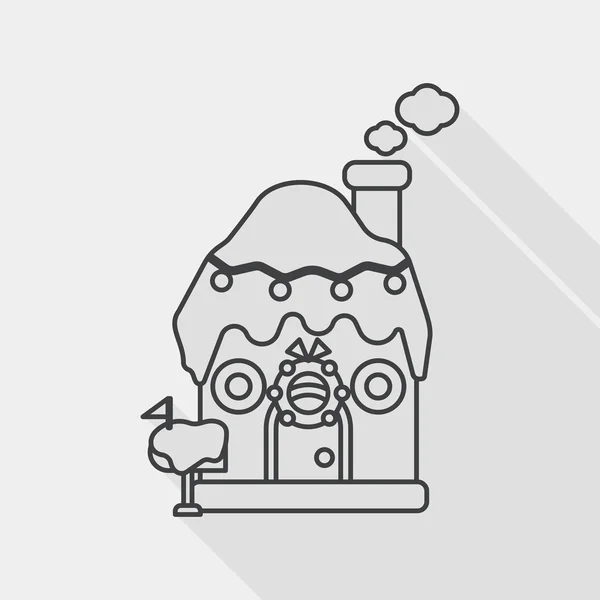 Gingerbread house flat icon with long shadow, line icon — ストックベクタ