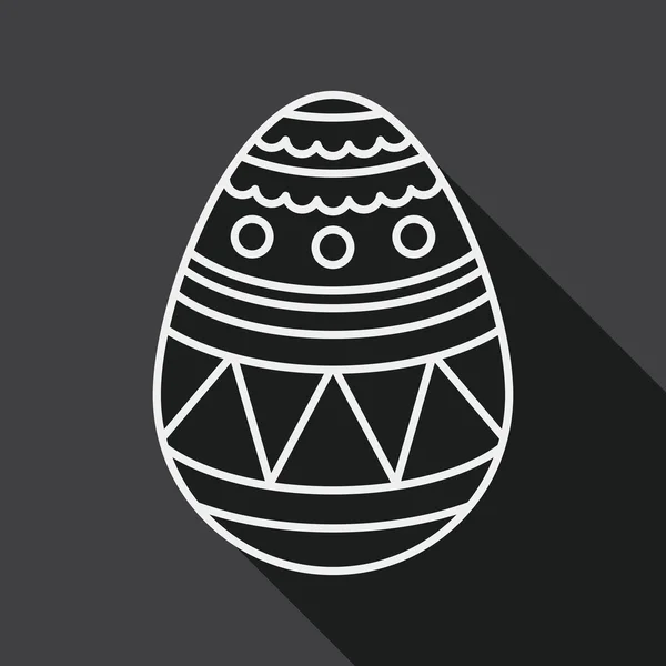 Huevo de Pascua icono plano con sombra larga, icono de línea — Vector de stock