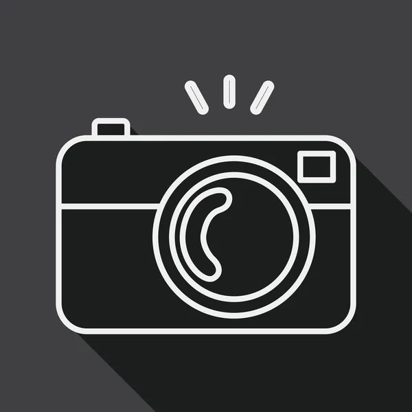 Camera flat icon with long shadow, line icon — Stok Vektör