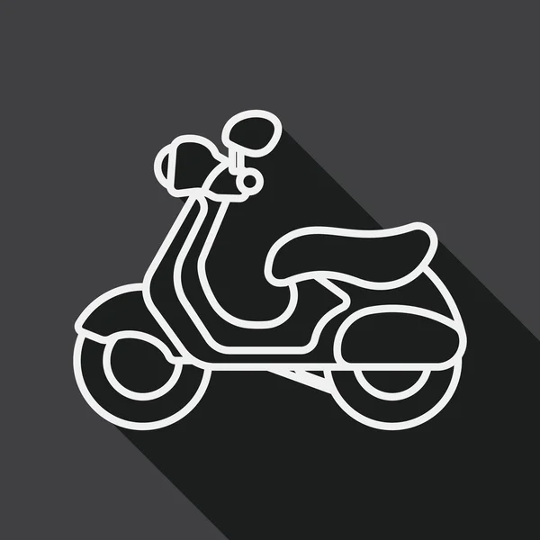 Scooter de transport icône plate avec ombre longue, icône de ligne — Image vectorielle
