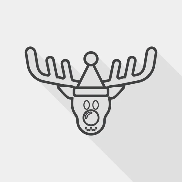 Reindeer flat icon with long shadow, eps10, line icon — 스톡 벡터