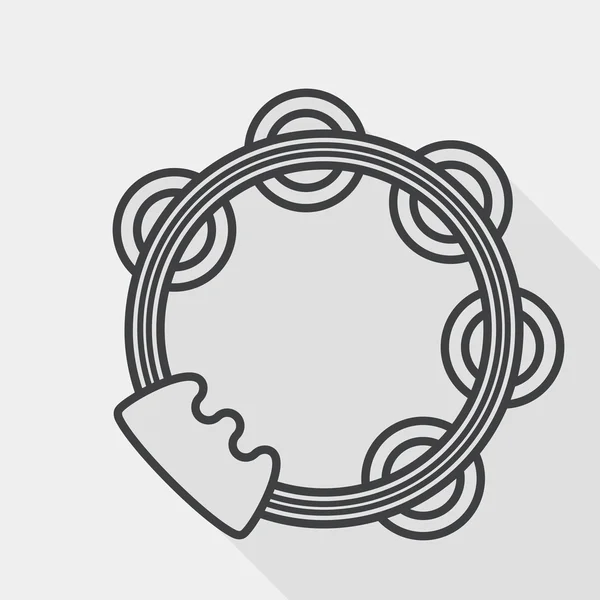 Tambourine flat icon with long shadow, line icon — Stock vektor