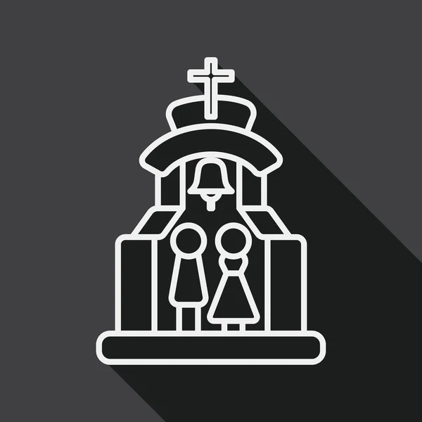 Wedding ceremony in chruch flat icon with long shadow, line icon — Wektor stockowy