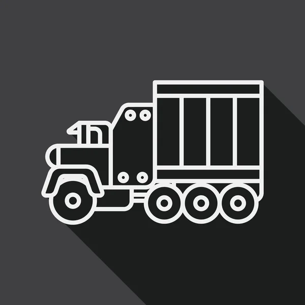 Trasporti Traino Truck icona piatta con lunga ombra, icona della linea — Vettoriale Stock