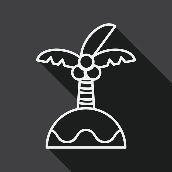 Palmera icono plano con sombra larga, icono de línea — Vector de stock