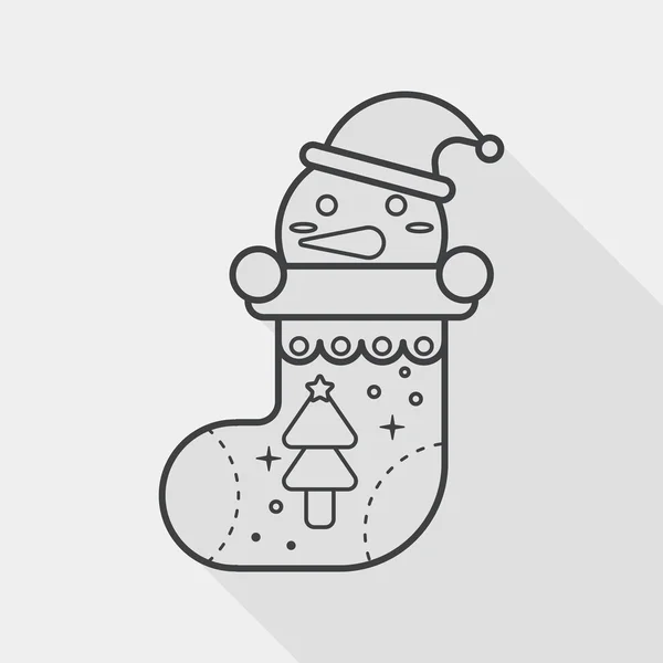 Christmas stocking flat icon with long shadow, line icon — 스톡 벡터