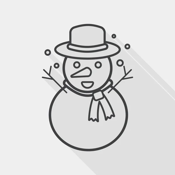 Snowman flat icon with long shadow, line icon — 图库矢量图片