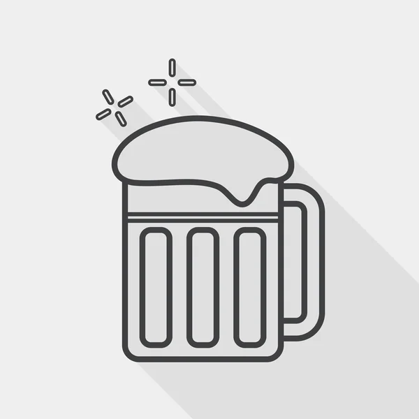 Beer flat icon with long shadow, line icon — Wektor stockowy