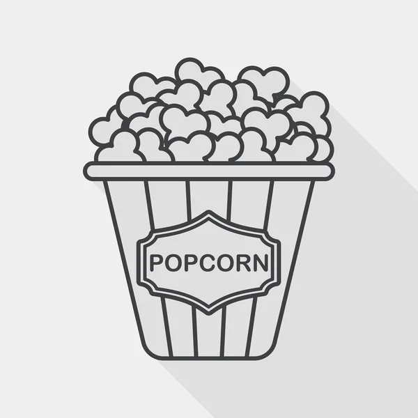 Popcorn icône plate avec ombre longue, icône de ligne — Image vectorielle