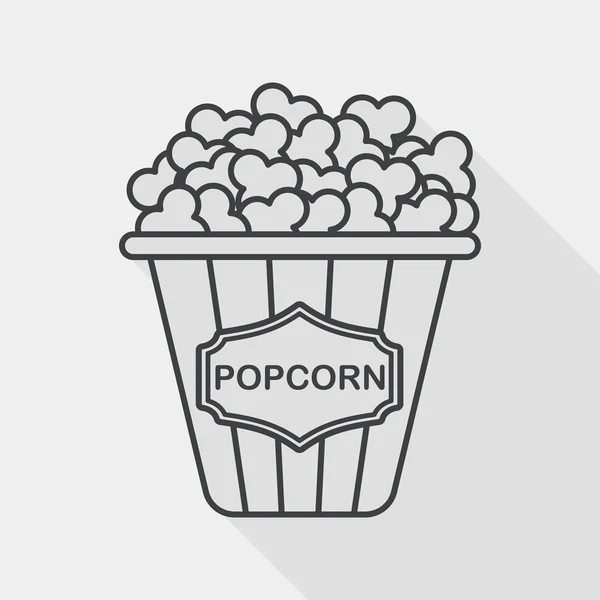 Palomitas de maíz icono plano con sombra larga, icono de línea — Vector de stock