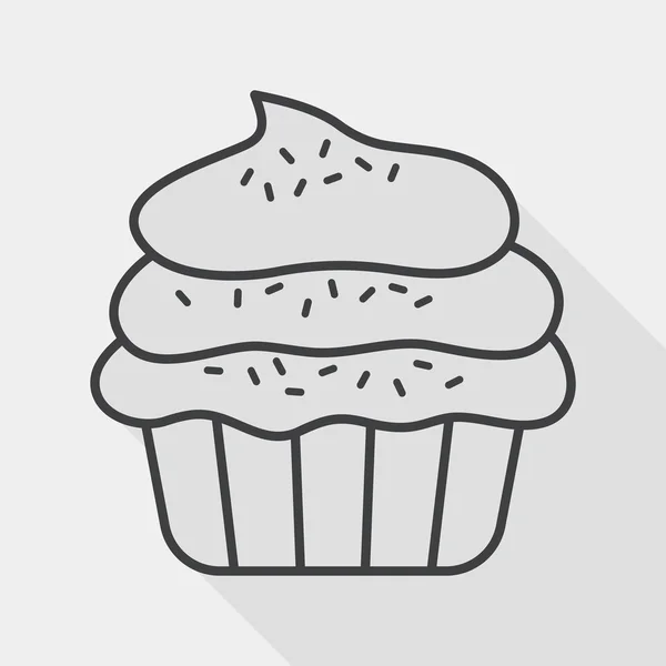 Cupcake flaches Symbol mit langem Schatten, Liniensymbol — Stockvektor