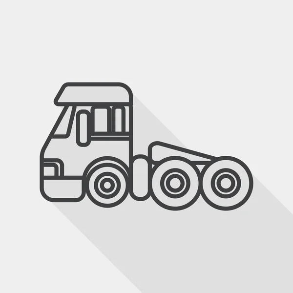 Transportation Tow Truck flat icon with long shadow, line icon — Stock Vector