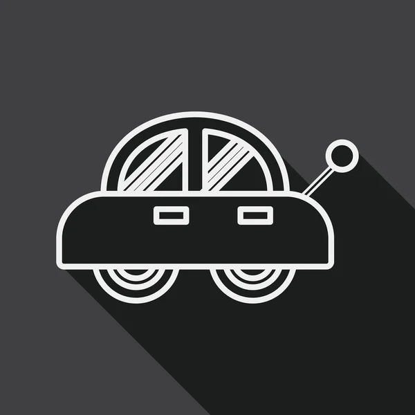 Spielzeugauto flache Ikone mit langem Schatten, Liniensymbol — Stockvektor