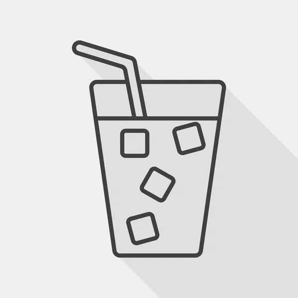 Frisdrank drinken platte pictogram met lange schaduw, lijn pictogram — Stockvector