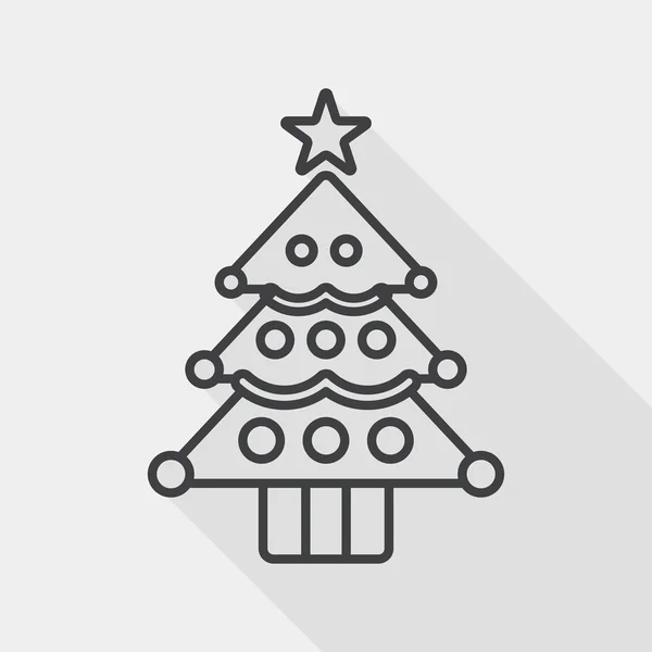 Albero di Natale icona piatta con lunga ombra, eps10, icona linea — Vettoriale Stock