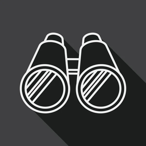 Icona piatta binocolo con lunga ombra, icona linea — Vettoriale Stock
