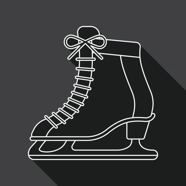 Ícone de patinação no gelo plana com sombra longa, ícone de linha — Vetor de Stock