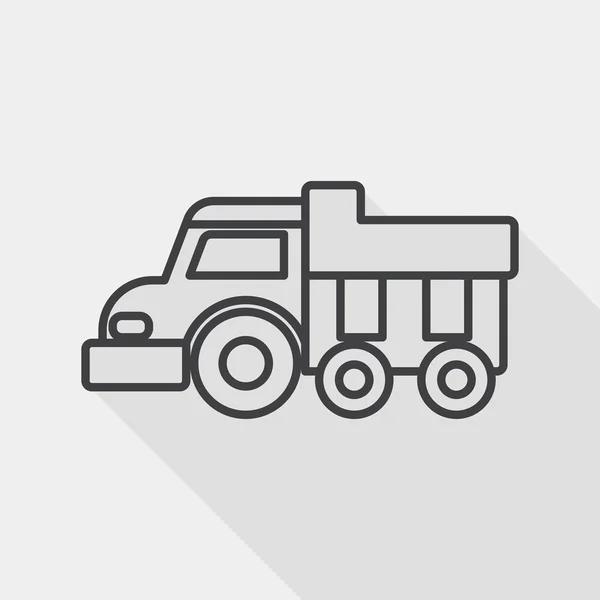 Плоская иконка грузовика с длинной тенью, значок линии — стоковый вектор