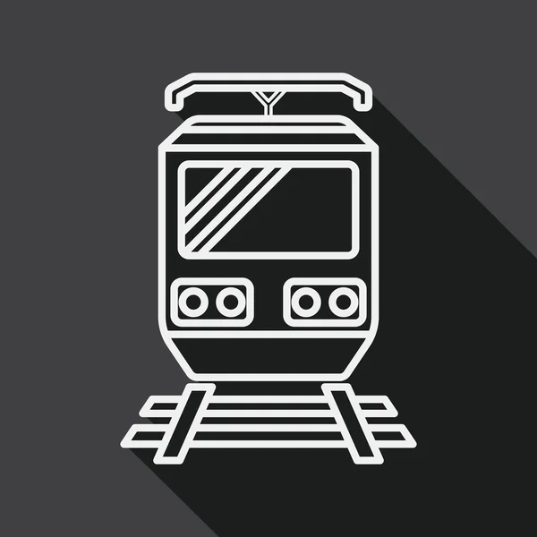 Transportation train flat icon with long shadow, line icon — Stok Vektör