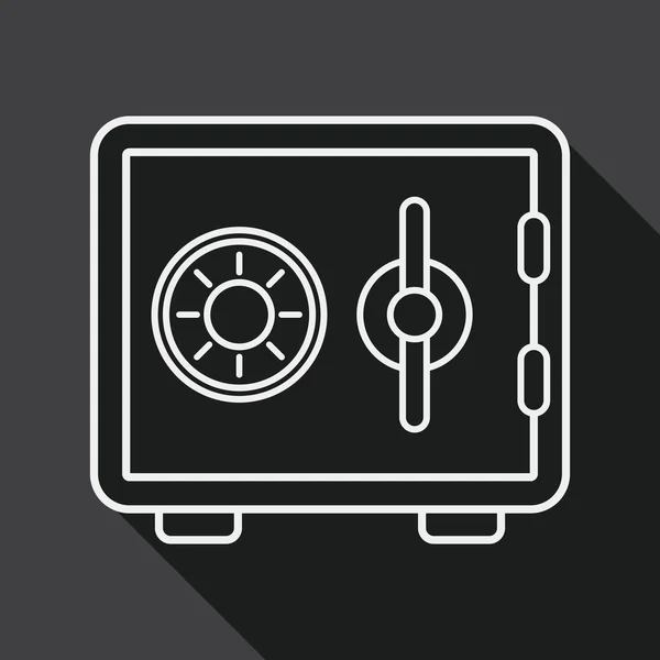 Caja de seguridad icono plano con sombra larga, icono de línea — Vector de stock