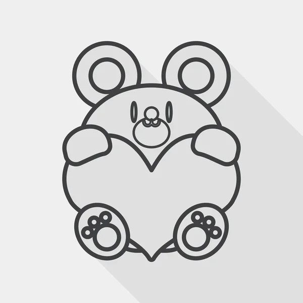 Valentine's day present bear flat icon with long shadow, line icon — Stock vektor