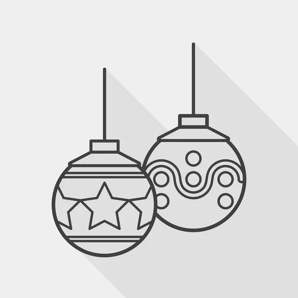 Palla di Natale icona piatta con lunga ombra, icona della linea — Vettoriale Stock