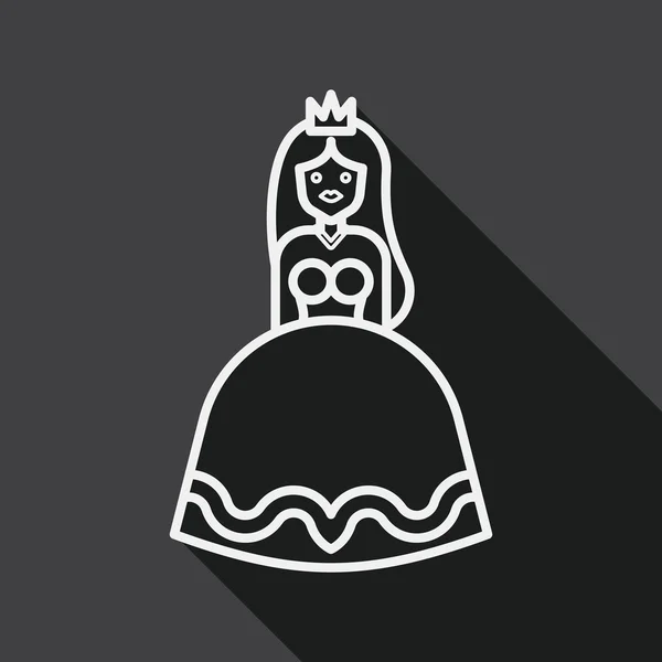 Prinzessin flaches Symbol mit langem Schatten, Liniensymbol — Stockvektor