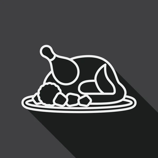 Grill chicken flat icon with long shadow, line icon — Stock vektor