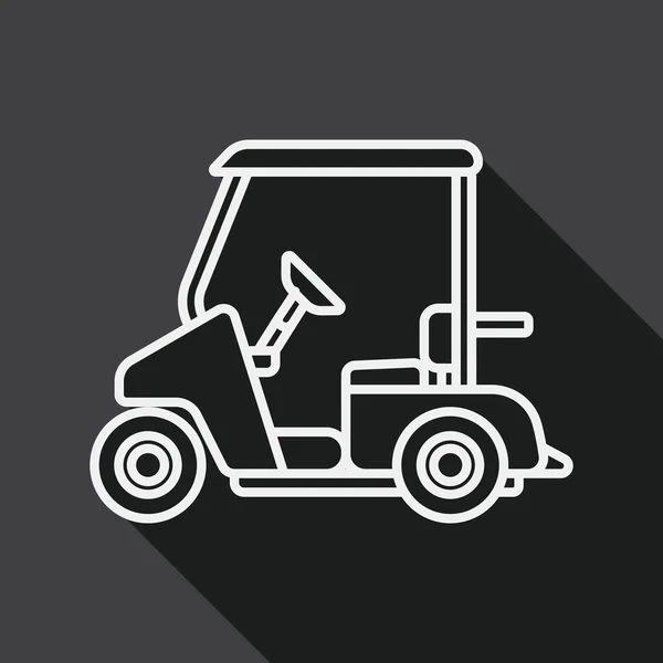 Transport Golf Cart icône plate avec ombre longue, icône de ligne — Image vectorielle