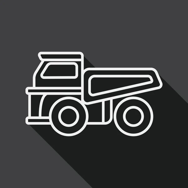Transportation truck flat icon with long shadow, line icon — Stok Vektör