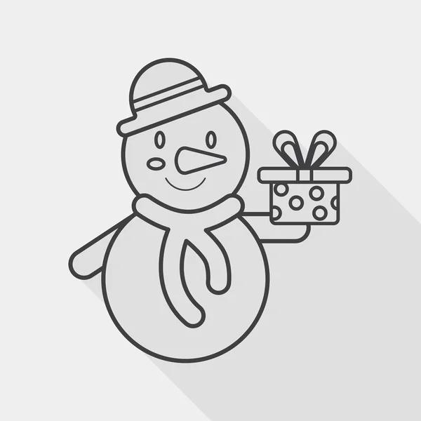 Snowman flat icon with long shadow, eps10, line icon — Stock Vector